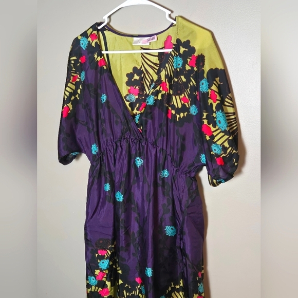 Kenar 100% Silk Boho Chic Empire Waist Floral Festival Gypsy Dress, Size 8 - Picture 2 of 6